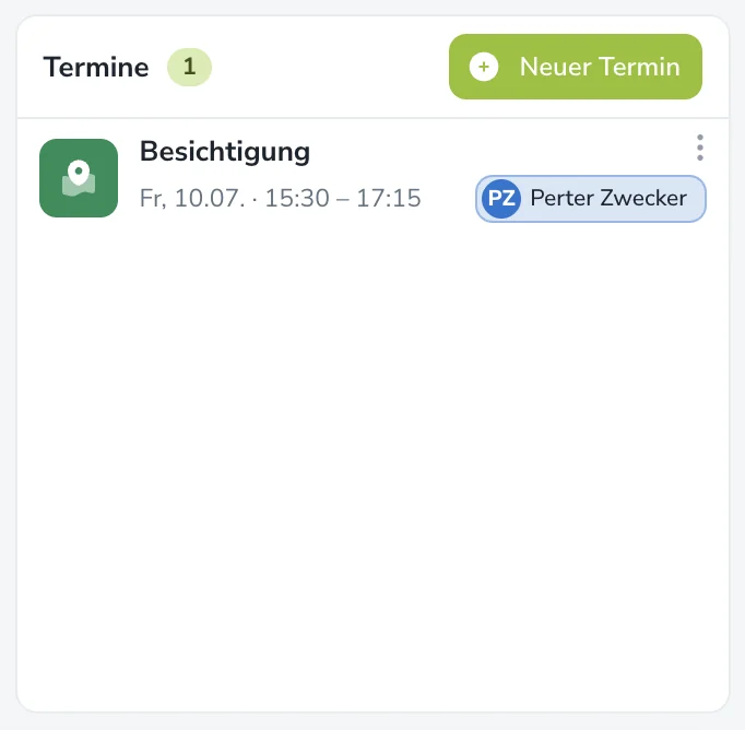 Zantra – Termin- und Besichtigungsplanung